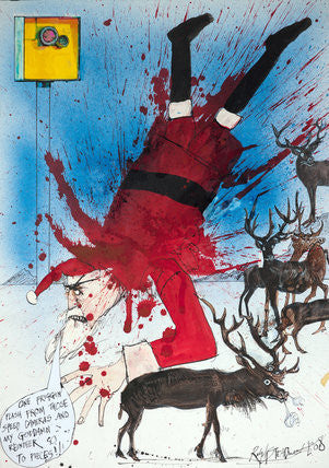 Ralph Steadman Santa Gets Snapped Art Print