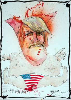 Ralph Steadman Donald Trump Porky Pie Print