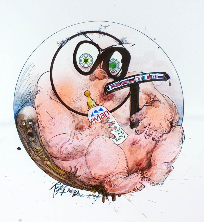 Ralph Steadman Small Child, Evian Cigar Print