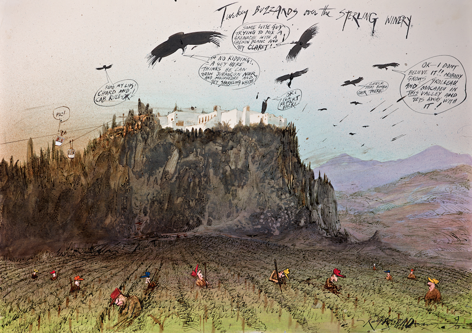 Ralph Steadman Turkey Buzzards Over the Sterling Winery Print