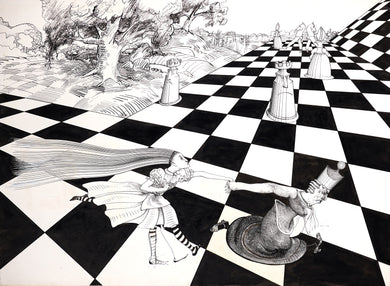 Ralph Steadman Alice and Through The Looking Glass Print Chess Board