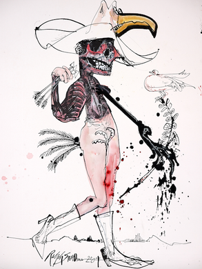 Ralph Steadman Hunter S. Thompson Cowboy Hat Print