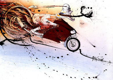 Ralph Steadman Hunter S. Thompson on Ducati Print