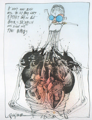 Ralph Steadman Hunter S. Thompson 5 Hearts Print