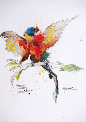 Ralph Steadman Nextinction Rainbow Lorikeet Print