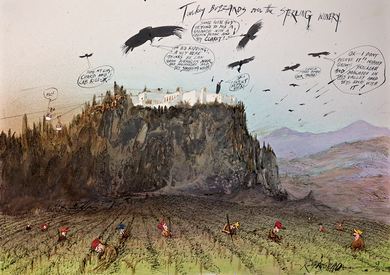 Ralph Steadman Turkey Buzzards Over the Sterling Winery Print